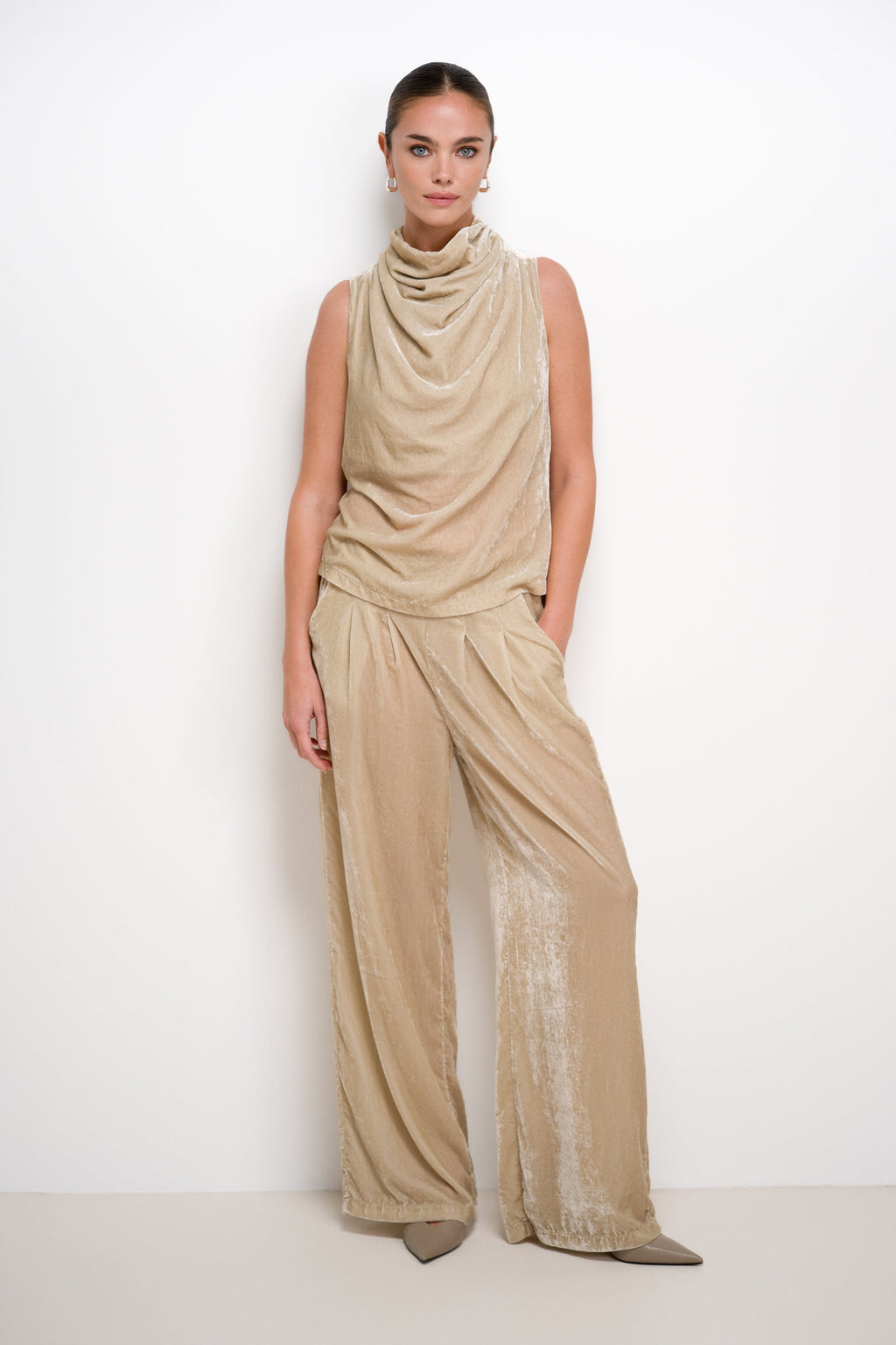 Piper Velvet Draped Sleeveless Top | Honey
