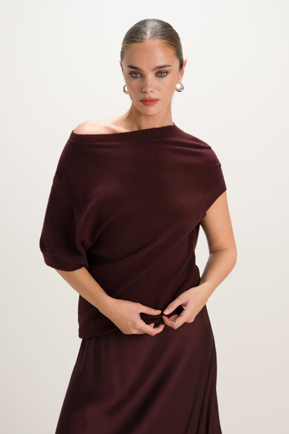 Vivienne Asymmetric Knit | Plum