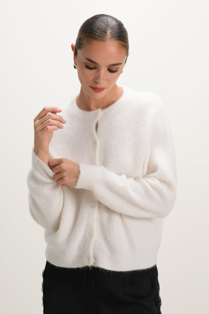 Evie Button Up Cardigan | Ivory | Alpaca-Wool Blend