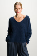 Vera V Neck Sweater | Navy | Alpaca Blend