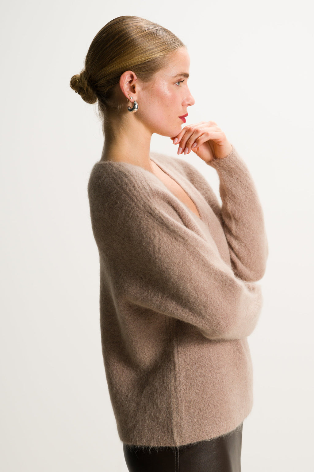 Vera V Neck Sweater | Toffee | Alpaca Blend