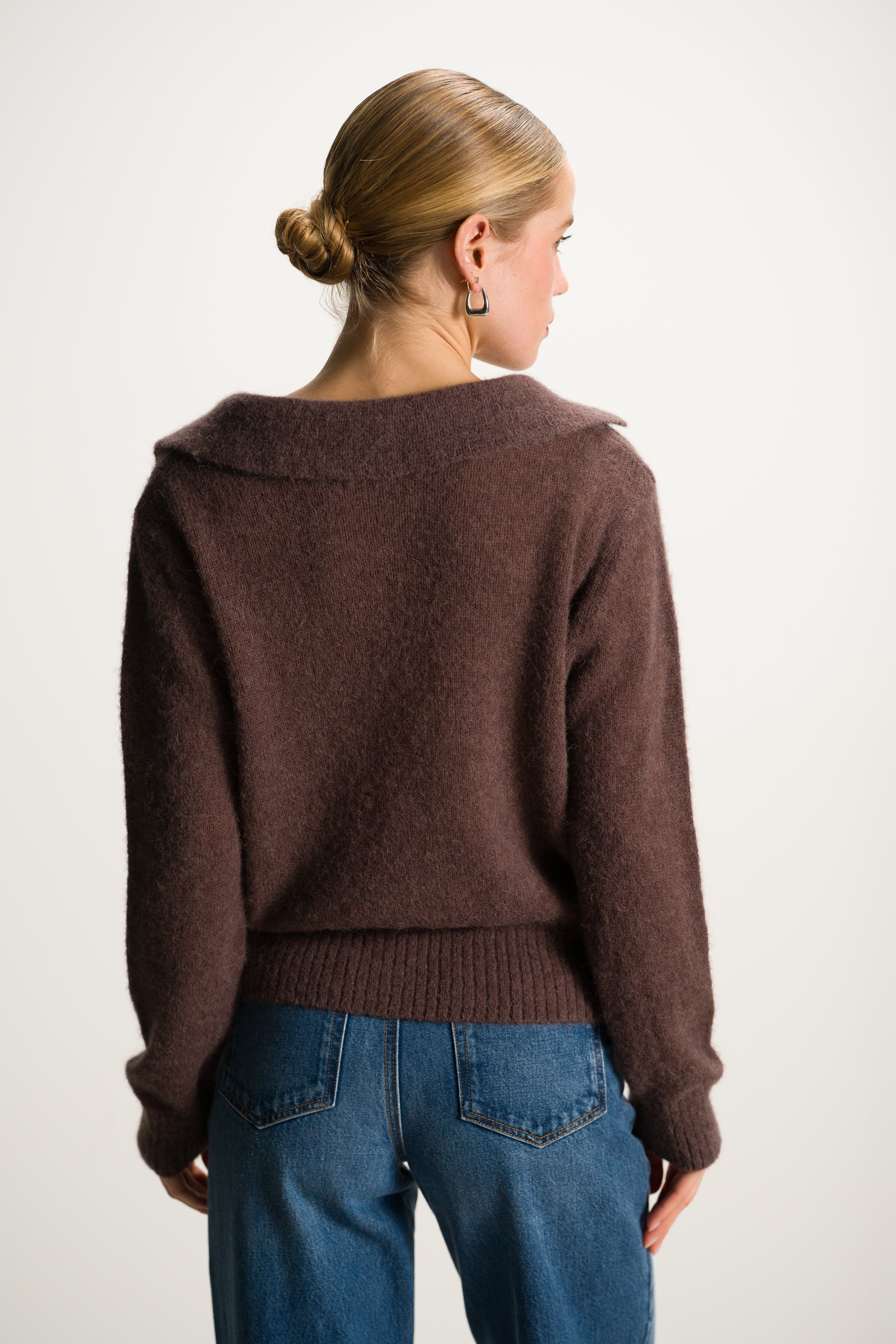 Noor Open Neck Sweater | Chocolate Brown | Alpaca Blend