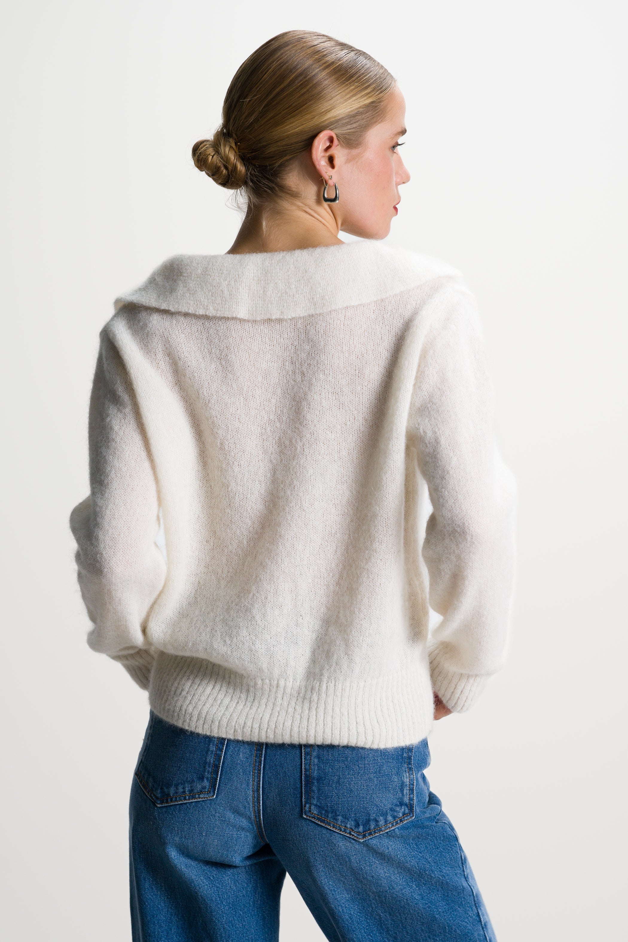 Noor Open Neck Sweater | Ivory | Alpaca Blend