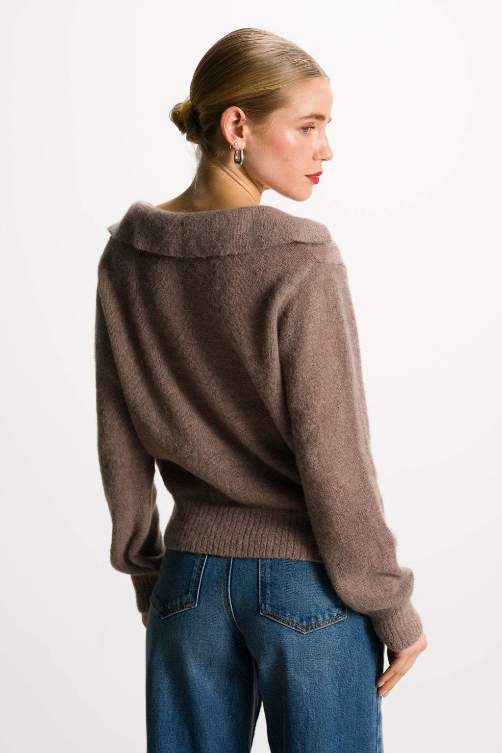 Noor Open Neck Sweater | Taupe | Alpaca Blend