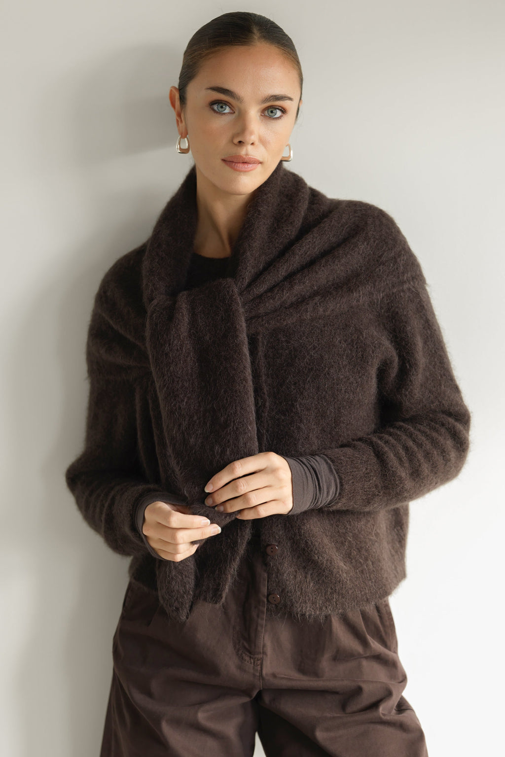 Evie Triangle Maxi Scarf | Espresso Brown | Alpaca-Wool Blend