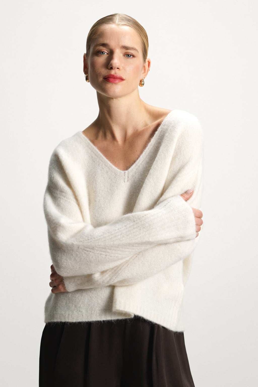 Vera V Neck Sweater | Ivory | Alpaca Blend