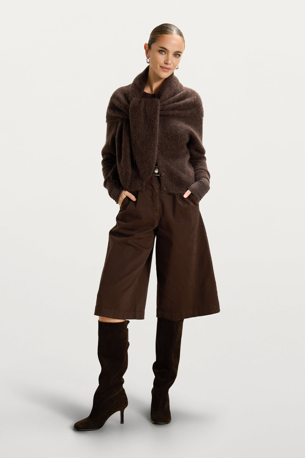 Evie Triangle Maxi Scarf | Espresso Brown | Alpaca-Wool Blend
