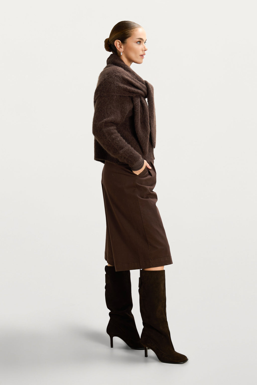 Evie Triangle Maxi Scarf | Espresso Brown | Alpaca-Wool Blend