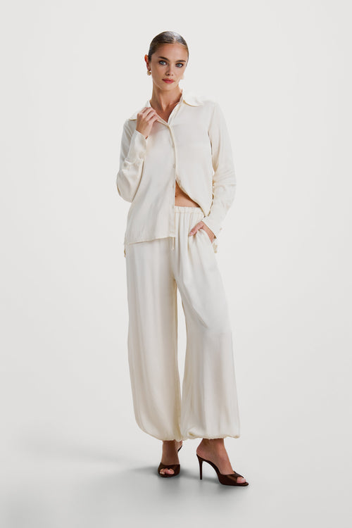 Belle Balloon Satin Trousers | Ivory