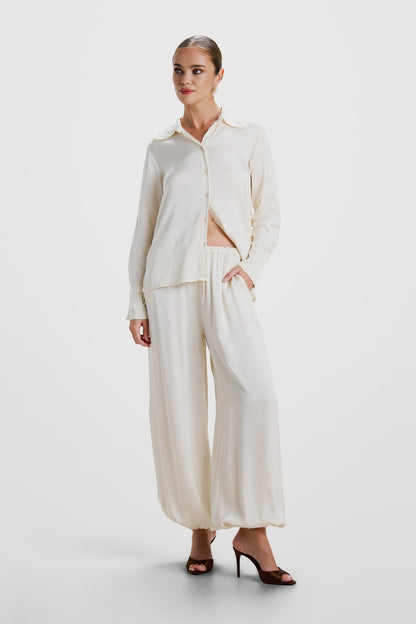 Belle Balloon Satin Trousers | Ivory