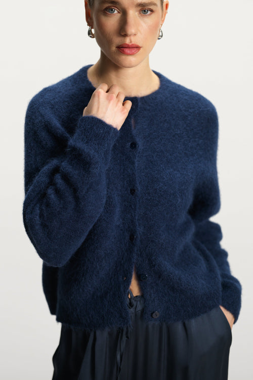 Evie Button Up Cardigan | Navy | Alpaca-Wool Blend