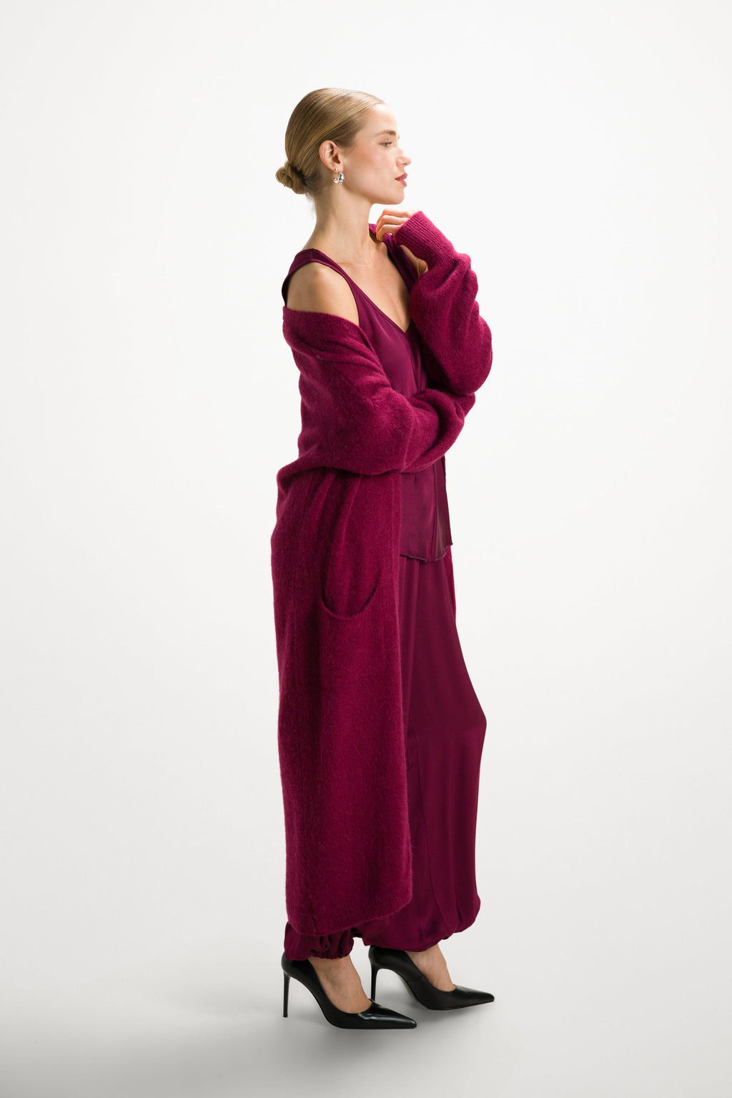 Yasmin Open Cardigan | Burgundy | Alpaca Blend
