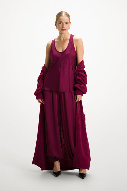 Belle Balloon Satin Trousers | Burgundy