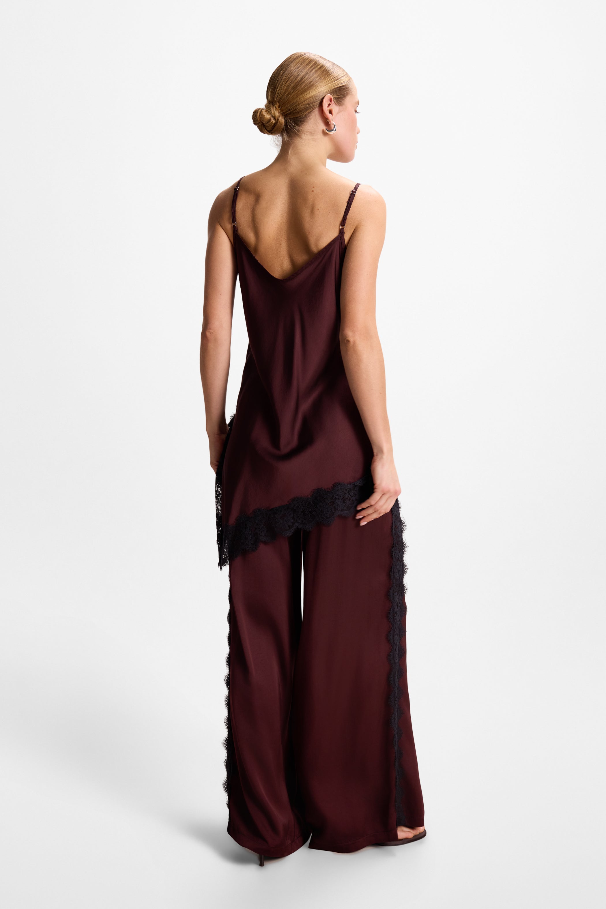 Sofia Asymmetric Lace Satin Vest | Amethyst Plum