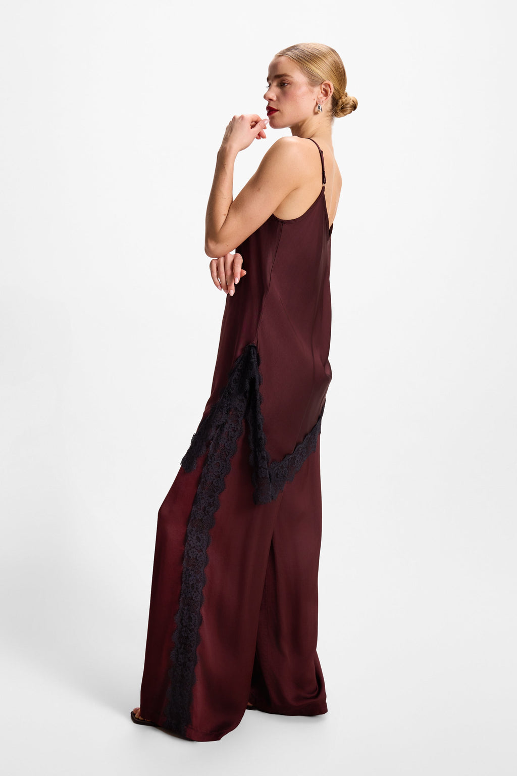 Sofia Asymmetric Lace Satin Vest | Amethyst Plum