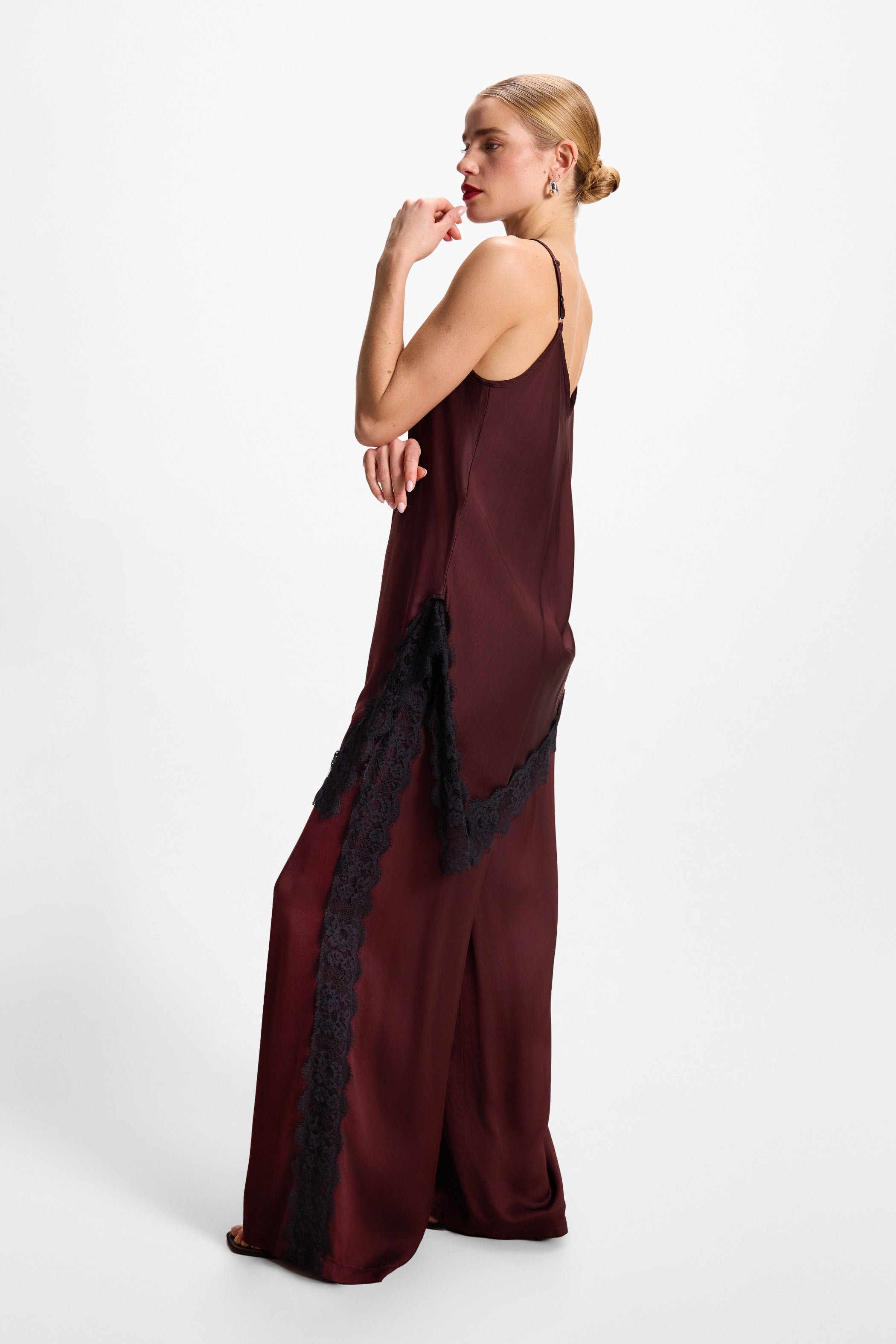 Sofia Asymmetric Lace Satin Vest | Amethyst Plum