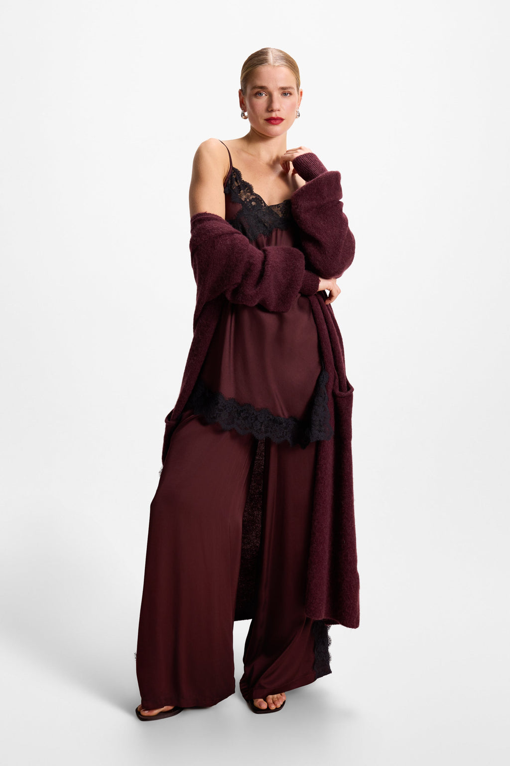 Sofia Asymmetric Lace Satin Vest | Amethyst Plum