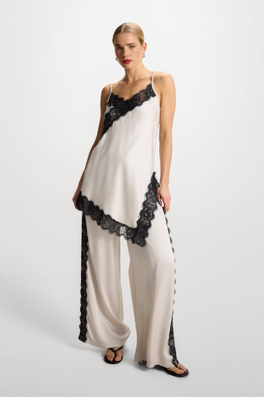 Sofia Lace Satin Trousers | Ivory