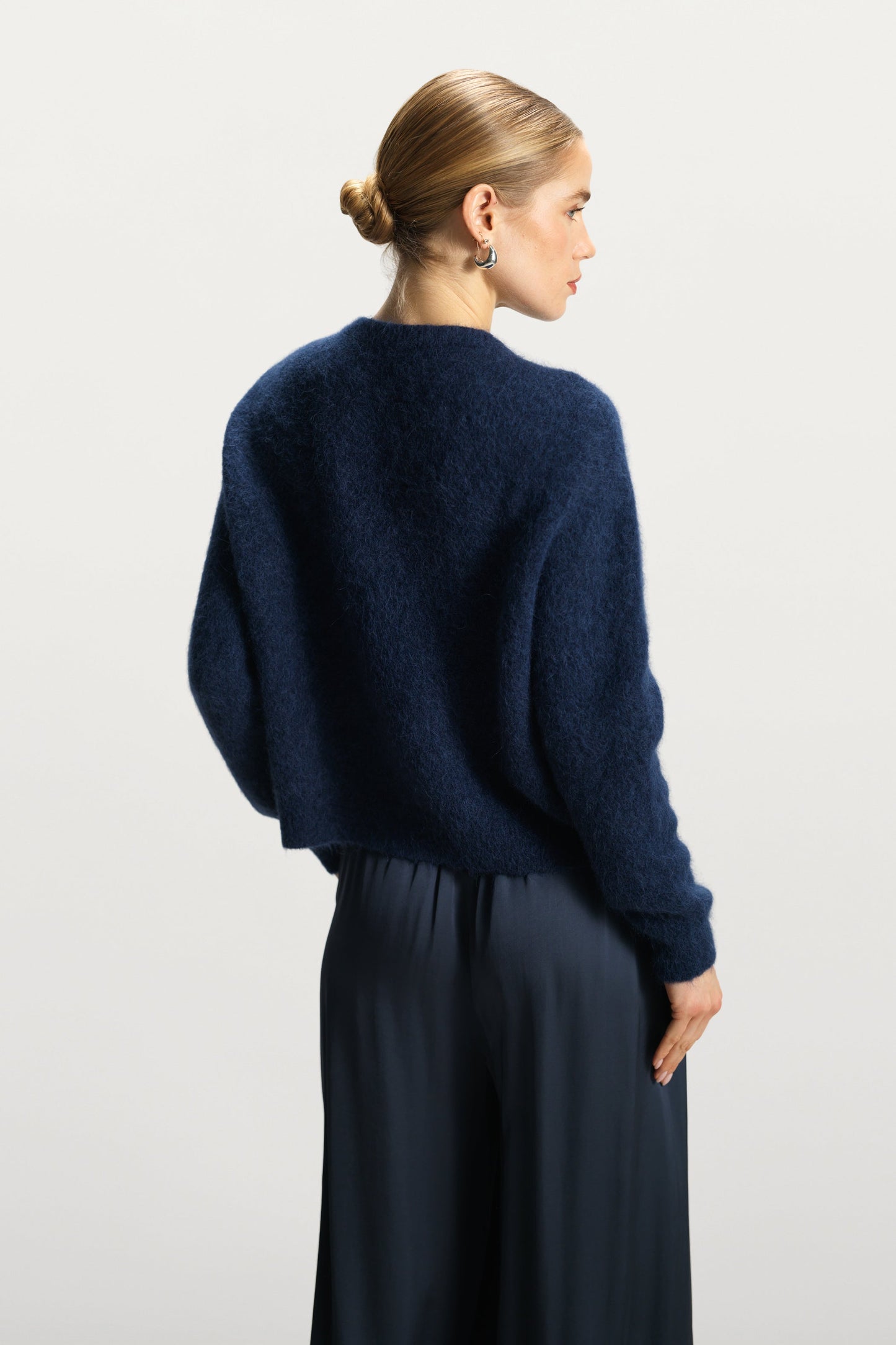 Evie Button Up Cardigan | Navy | Alpaca-Wool Blend